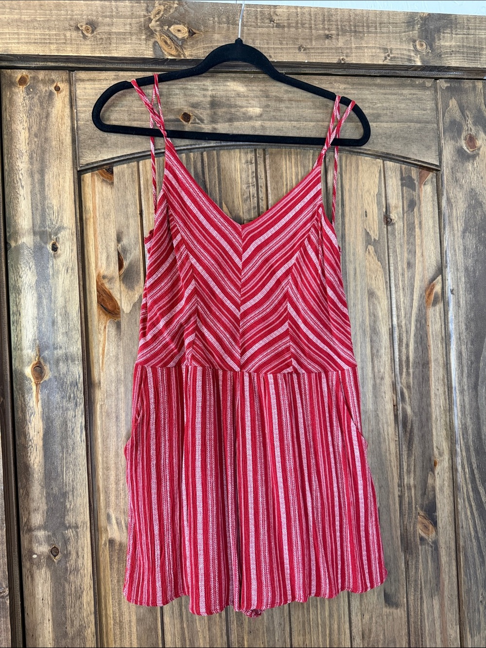 One Clothing Red & White Striped Sleeveless Romper